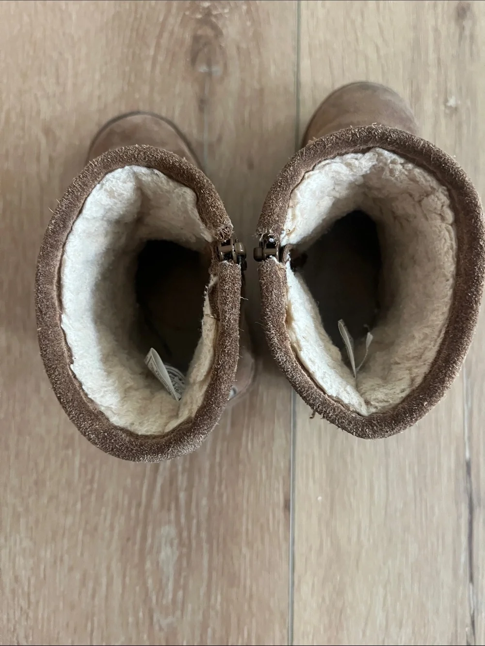 BearPaw Brown Suede Kids Shearling-Lined Boots